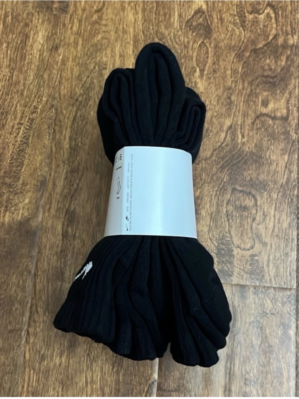 Nike Black Crew Athletic Socks with White Swoosh (6 Pack) - Picture 3 of 6